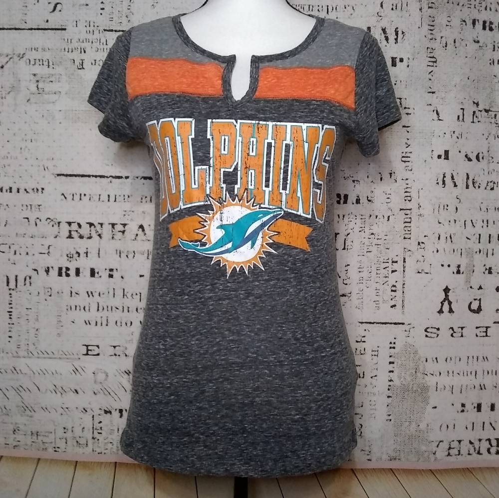 NFL Miami Dolphins burnout fitted v-neck t-shirt